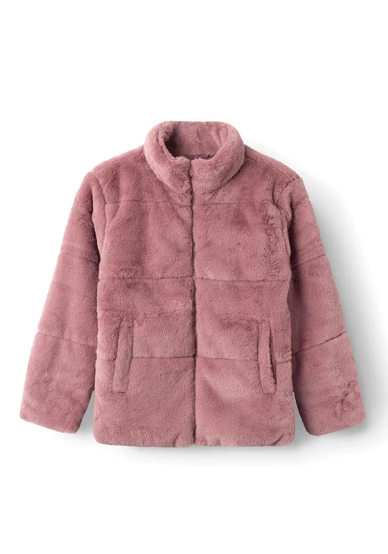 Name It Kid Girl Mosa Faux Fur Jacket, Wistful Mauve