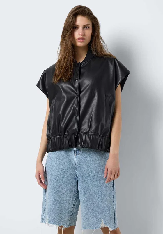 Noisy May Caja Vest Bomber Jacket, Black