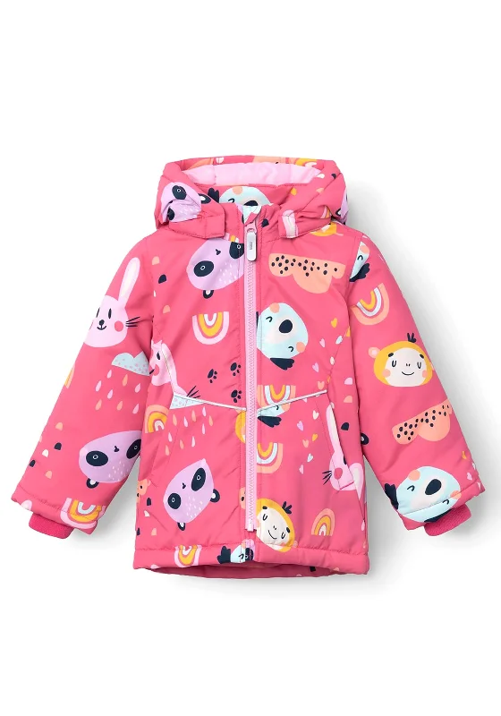 Name It Mini Girl Maxi Animal Faces Jacket, Pink Flambe