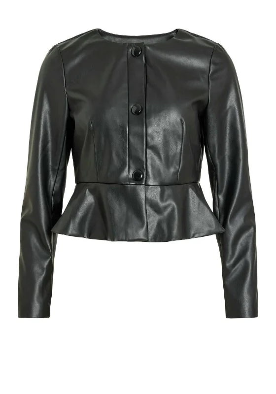 Vila Miriam Coated Peplum Jacket, Black