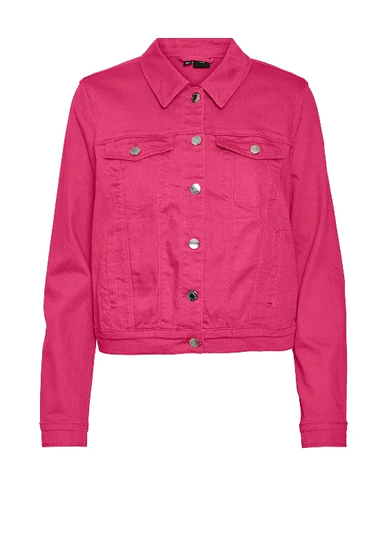 Vero Moda Wild Soya Short Denim Jacket, Raspberry Sorbet