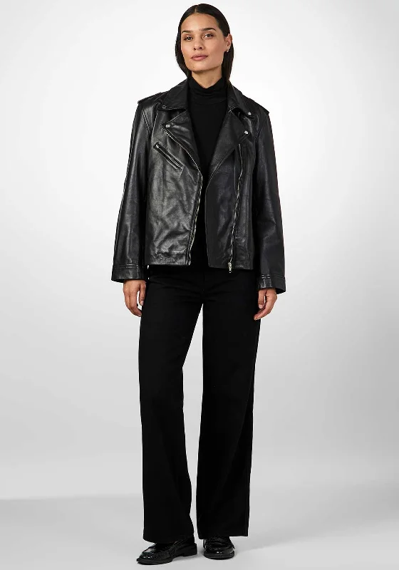 Y.A.S Ane Leather Biker Jacket, Black