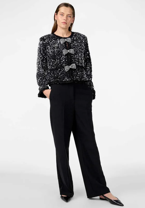 Y.A.S Bow Sequin Short Jacket, Black