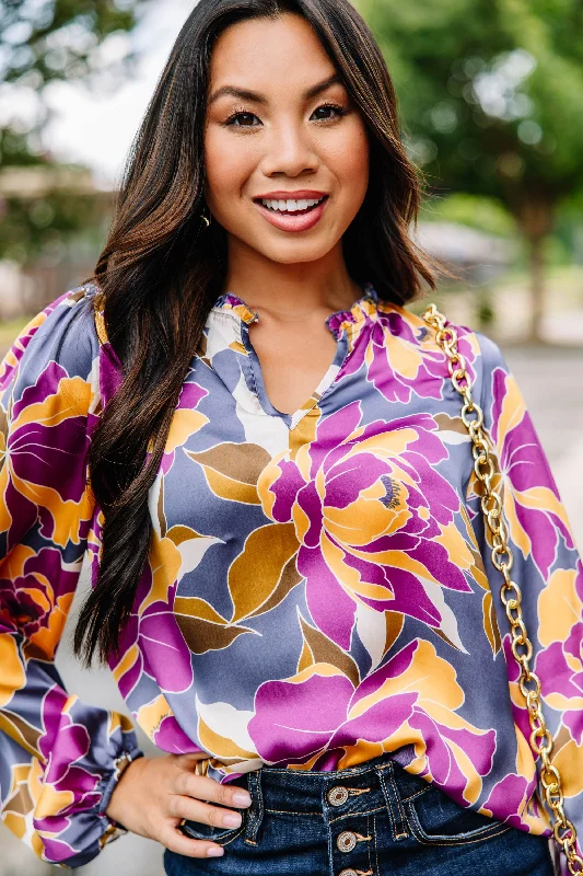 Get The Look Purple Floral Blouse