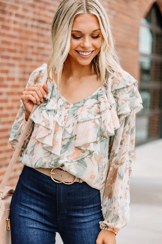 On The Sweet Side Apricot Orange Ruffled Blouse