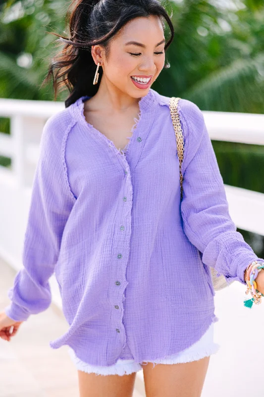 See You There Lavender Purple Gauze Tunic