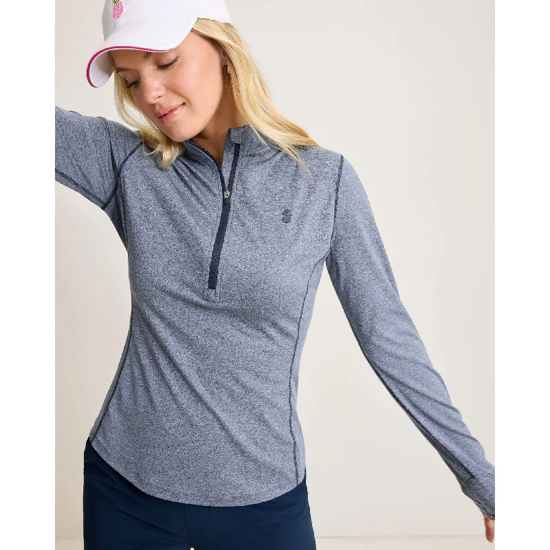 Tommy Bahama Women's IslandZone Playa Vista Quarter Zip Sweatshirt - Island Navy Heather