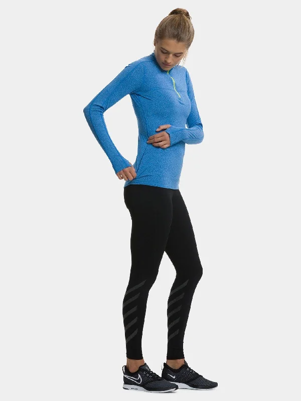 Fusion Half Zip Running Top For Women With Thumbholes & Back Zip Pocket